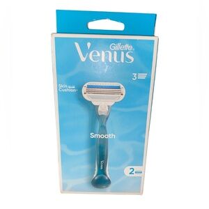 Gillette Venus Smooth Razor 3 Blade Handle + 2 Cartridges Women NEW Box Damage